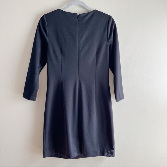 Tahari Pleated Front Long Sleeve Shift Mini Dress in Black, Size 4 - Picture 7 of 11